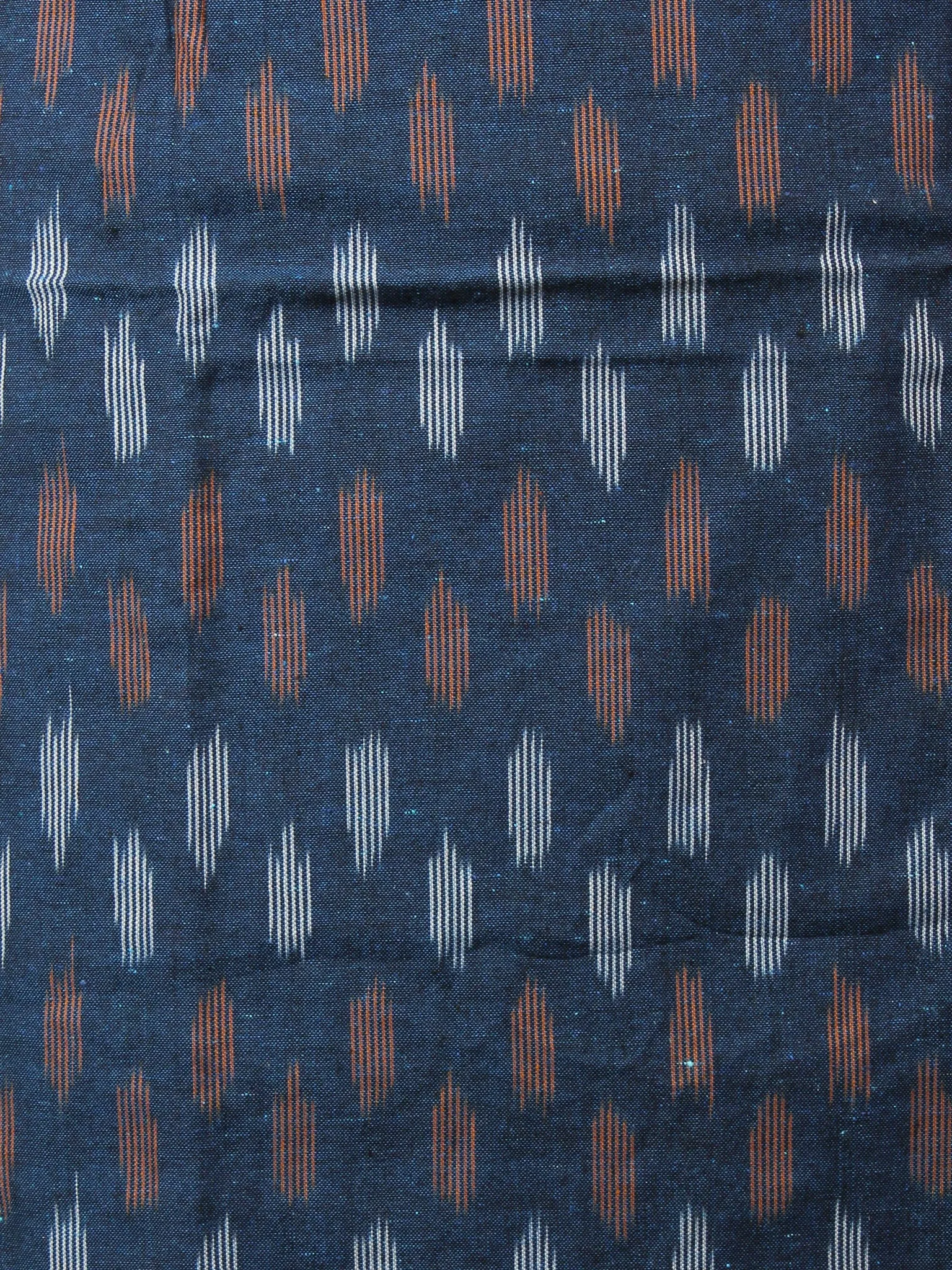 Indigo Yellow Brown White Ikat Handwoven Cotton Suit Fabric Set of 3 - S1002006