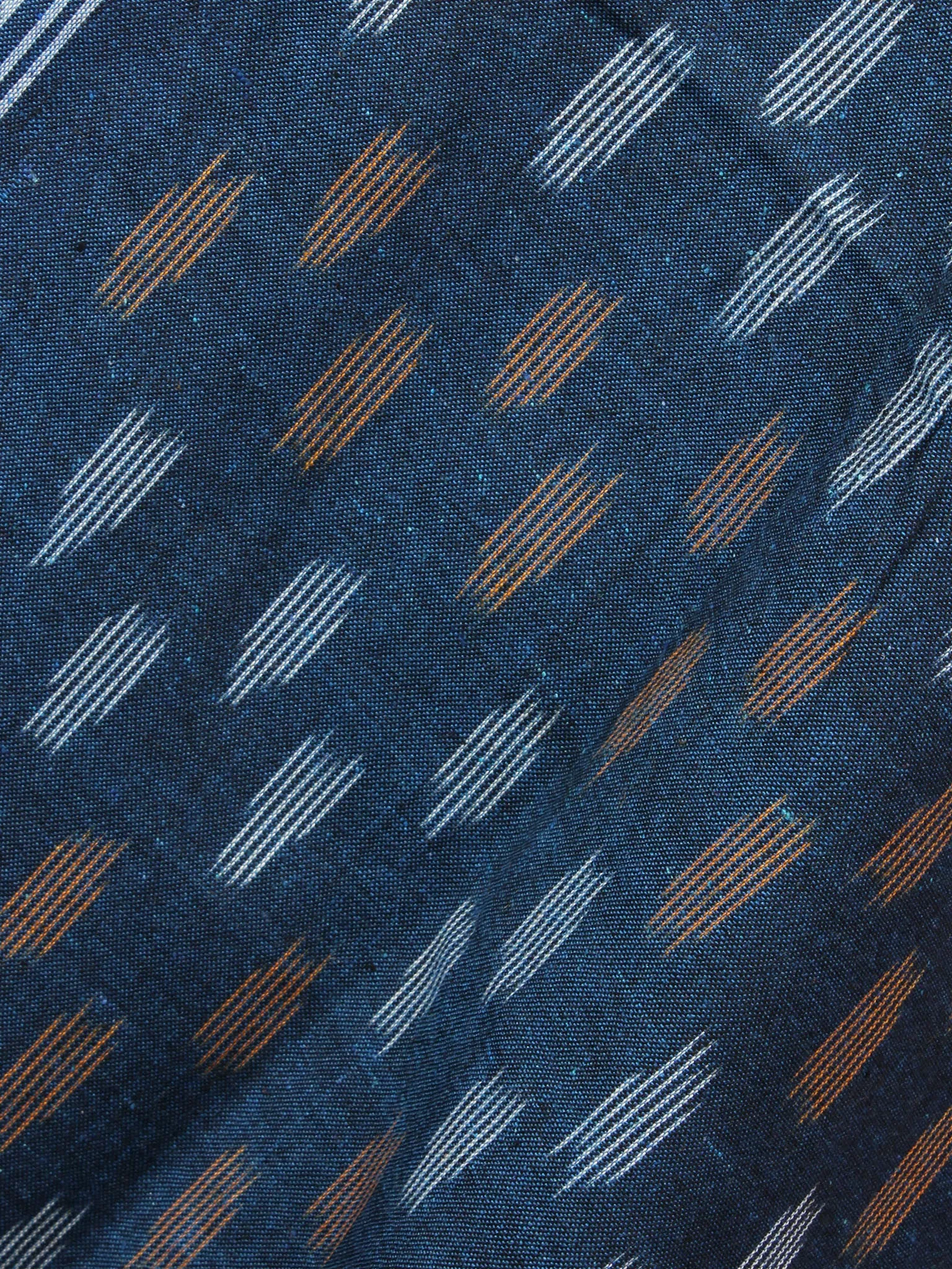 Indigo Yellow Brown White Ikat Handwoven Cotton Suit Fabric Set of 3 - S1002006