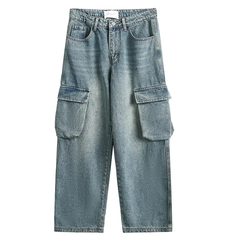 Japanese Vintage High Quality Cargo Jeans Men Clothing - Straight Trousers