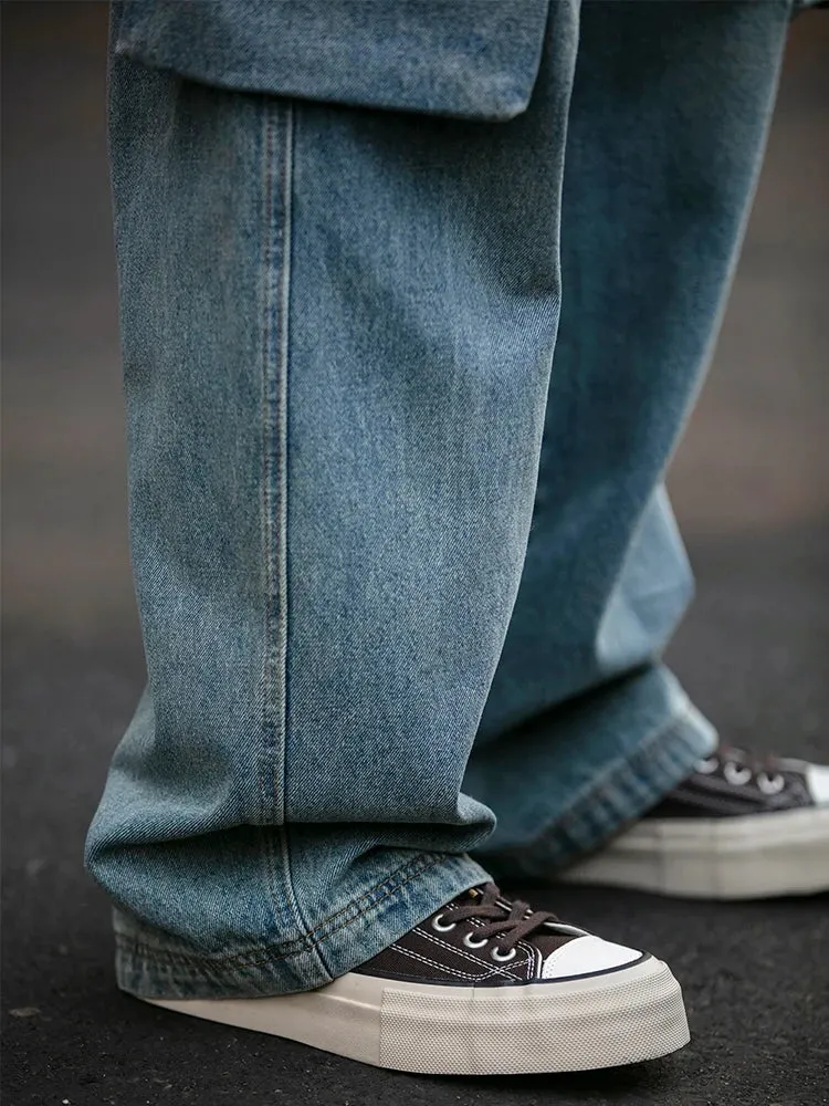 Japanese Vintage High Quality Cargo Jeans Men Clothing - Straight Trousers