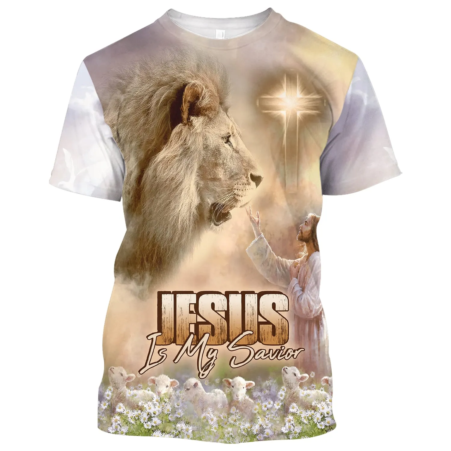 Jesus Is My Savior Lion And Cross 3d All Over Print Shirt - Christian 3d Shirts For Men Women