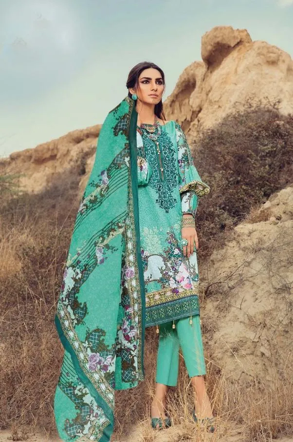 Lawn cotton Pakistani style dress material for women