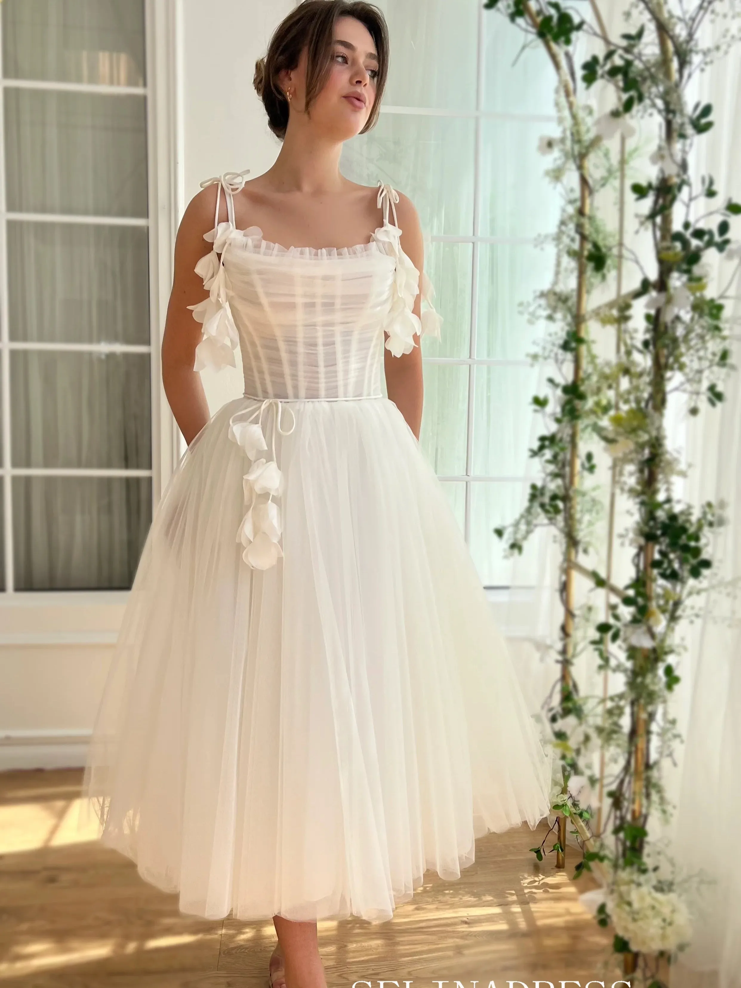 Lovely Tea length Short Prom Dress Homecoming Dresses Flower Cocktail Dress #TKL2003