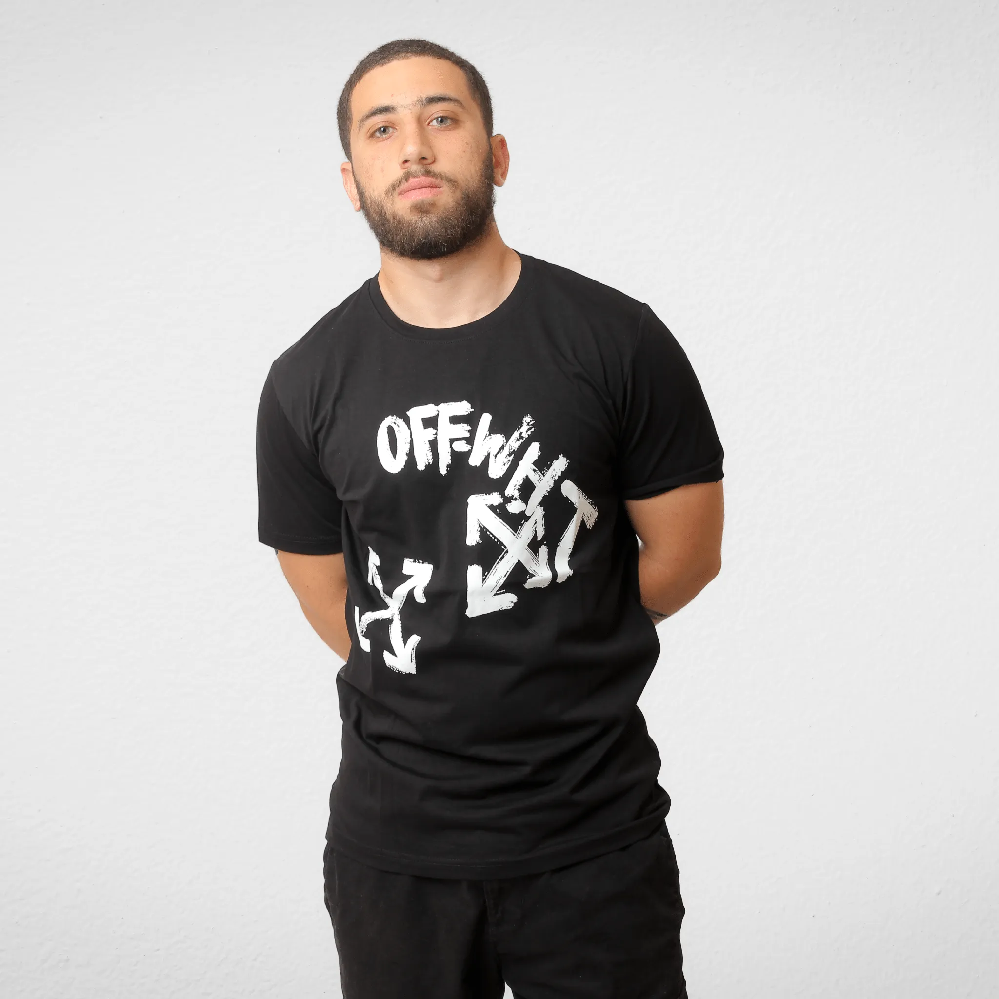 Men T-shirt - (تصنيع محلي) - Black (off-white text)