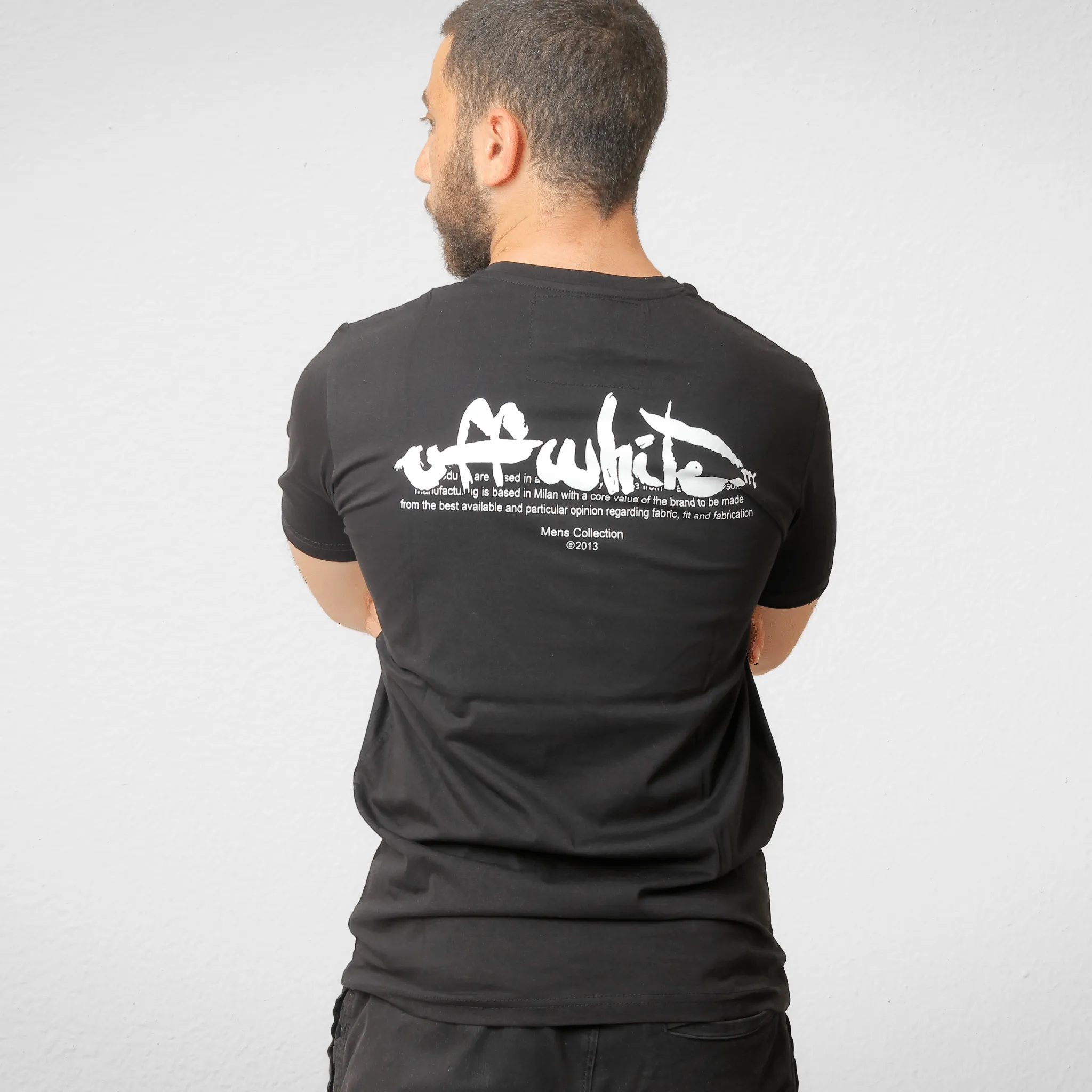 Men T-shirt - (تصنيع محلي) - Black (off-white text)