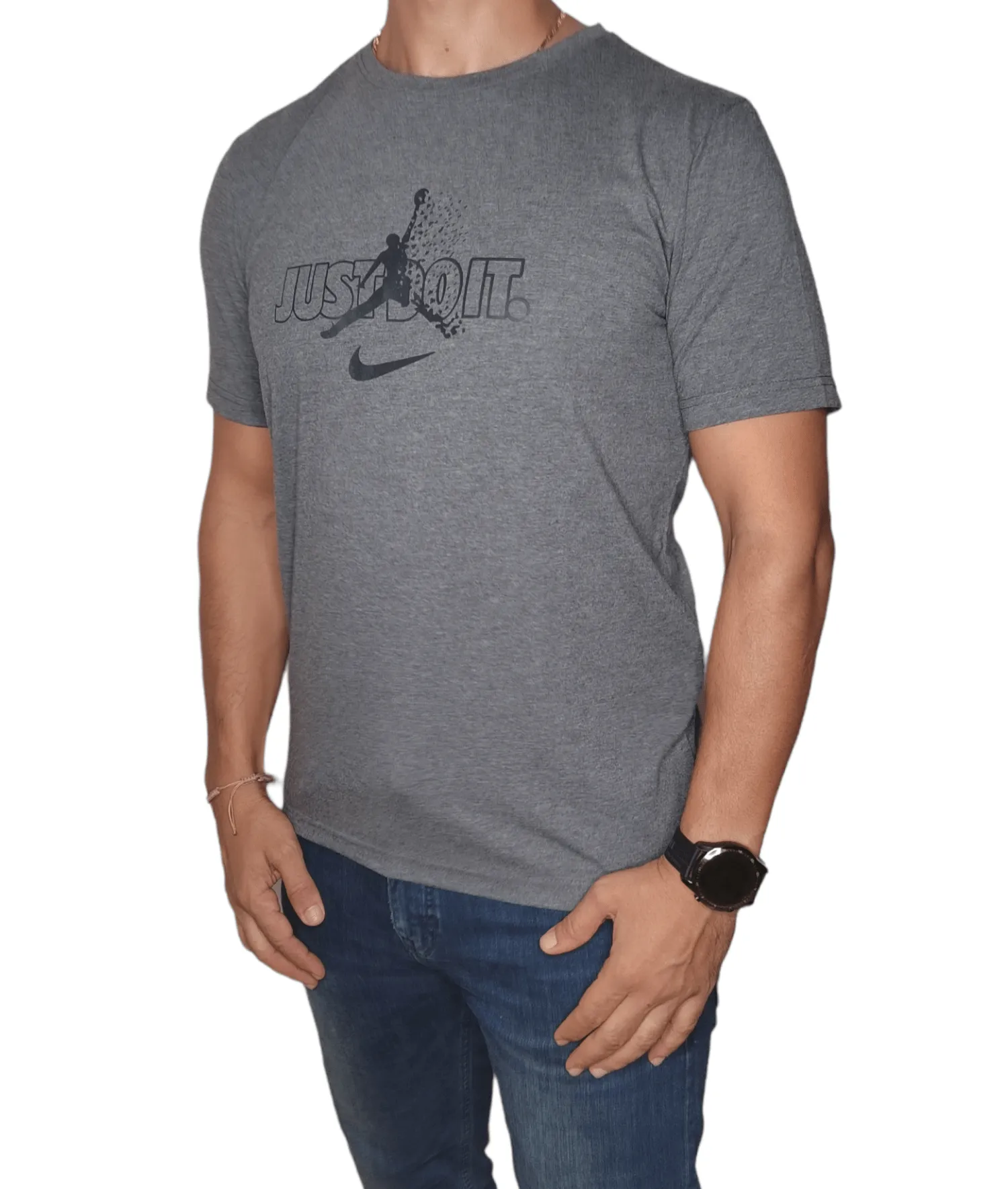 Men Tshirt (local made Nike) - "Just Do It" - Dark Grey