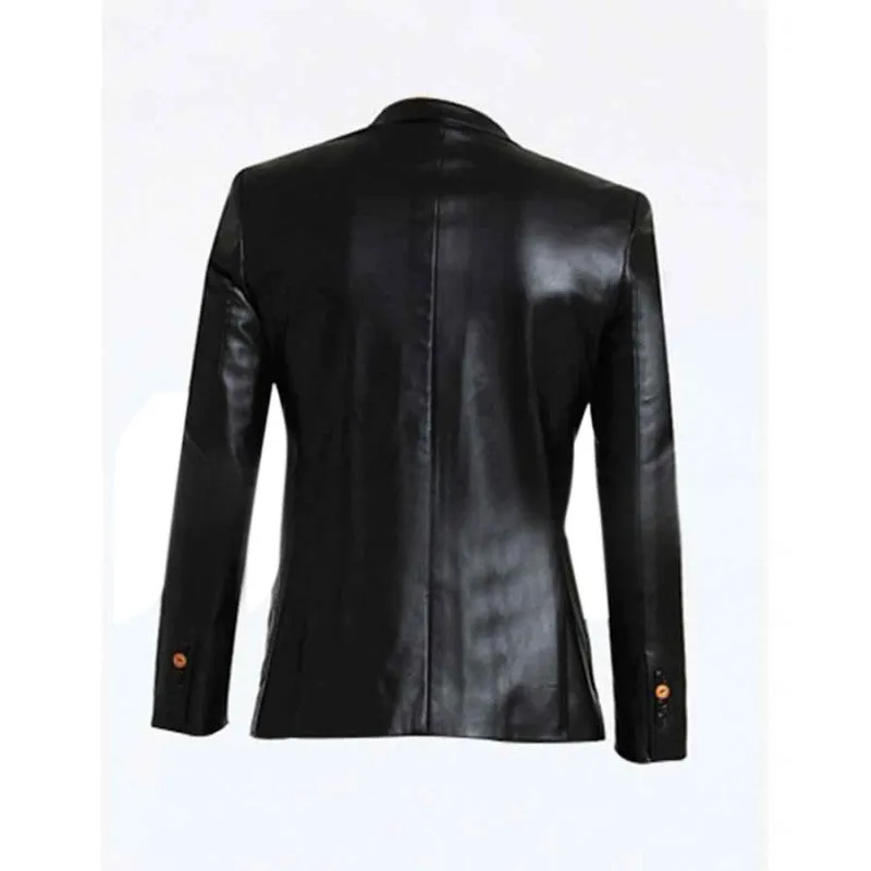 Mens Black Leather Blazer Coat