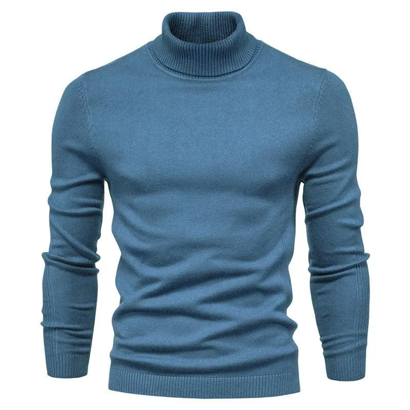 Men's Solid Color Pullover Sweater Foreign Trade Turtleneck Men's Casual Sweater