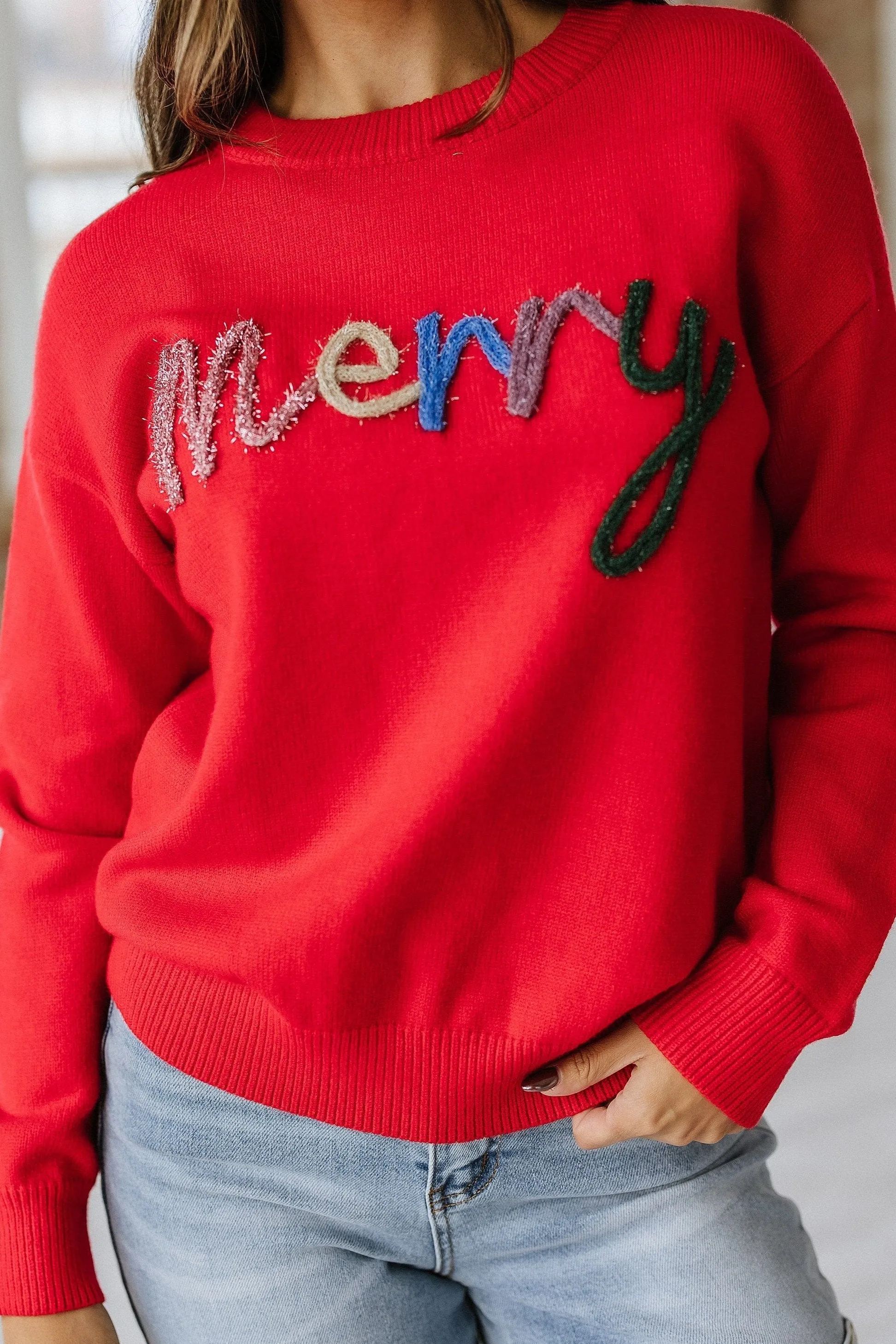 Merry Tinsel Letter Sweater | S-2XL | PRE ORDER 12/1