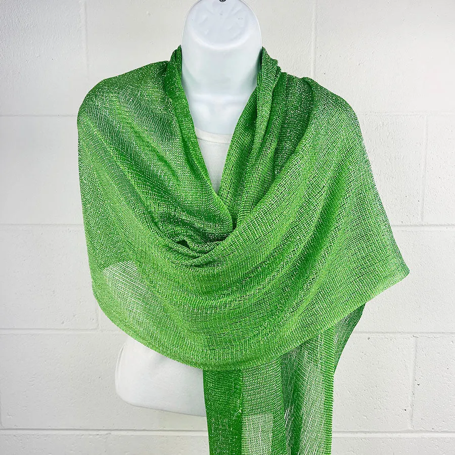 Metallic Fringe Multi Use Scarf Shawl Wraps Green Tones (1 units)