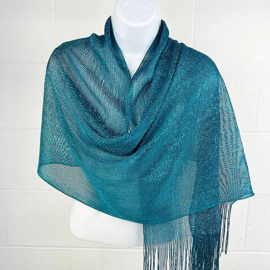 Metallic Fringe Multi Use Scarf Shawl Wraps Green Tones (1 units)