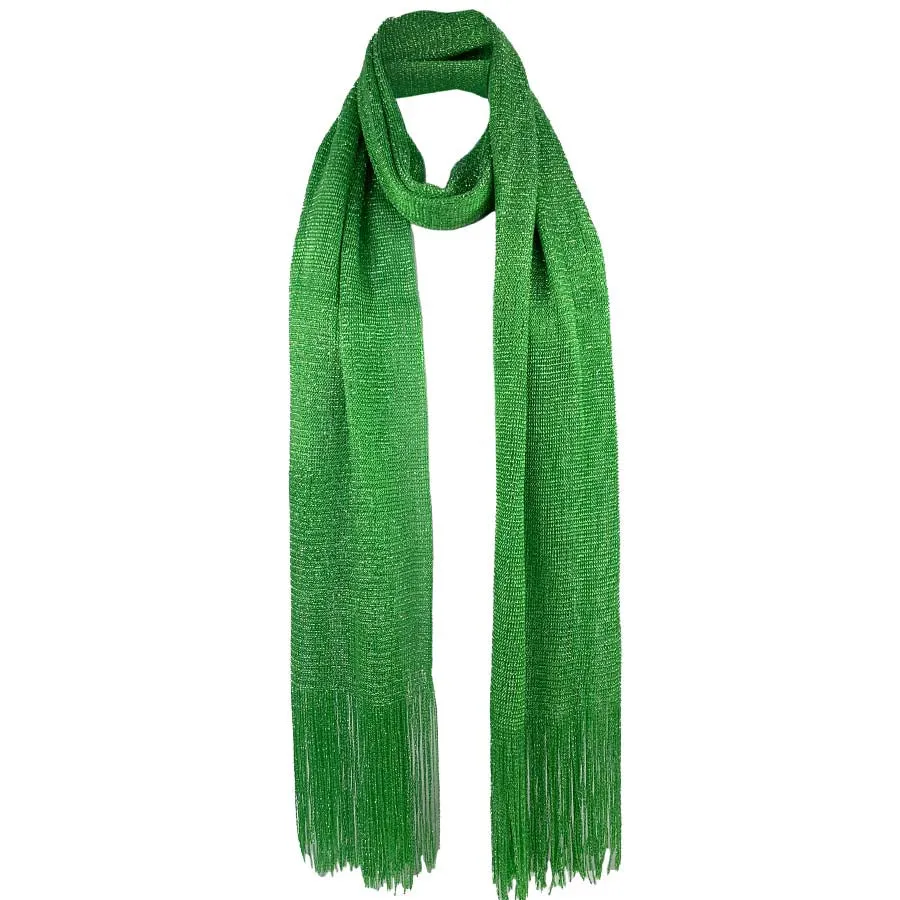 Metallic Fringe Multi Use Scarf Shawl Wraps Green Tones (1 units)