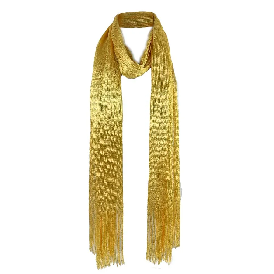 Metallic Fringe Multi Use Scarf Shawl Wraps Green Tones (1 units)