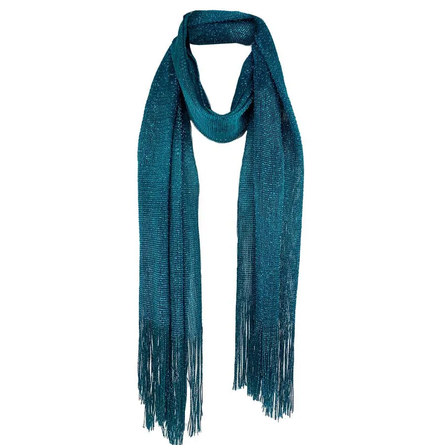 Metallic Fringe Multi Use Scarf Shawl Wraps Green Tones (1 units)