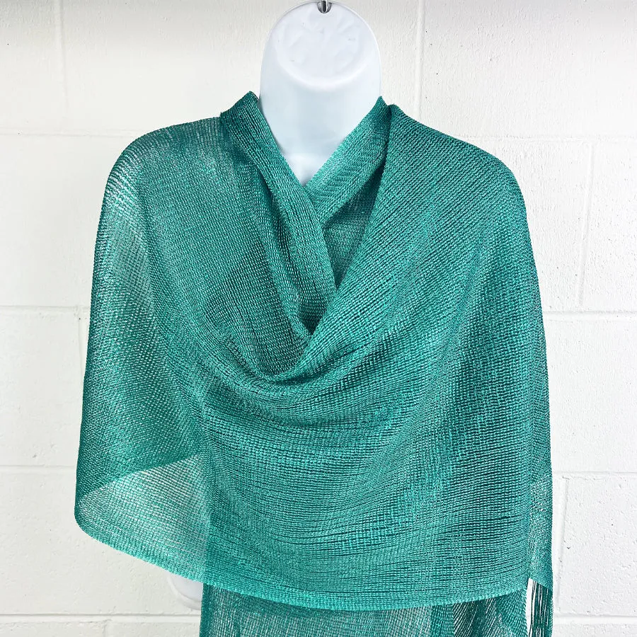 Metallic Fringe Multi Use Scarf Shawl Wraps Green Tones (1 units)