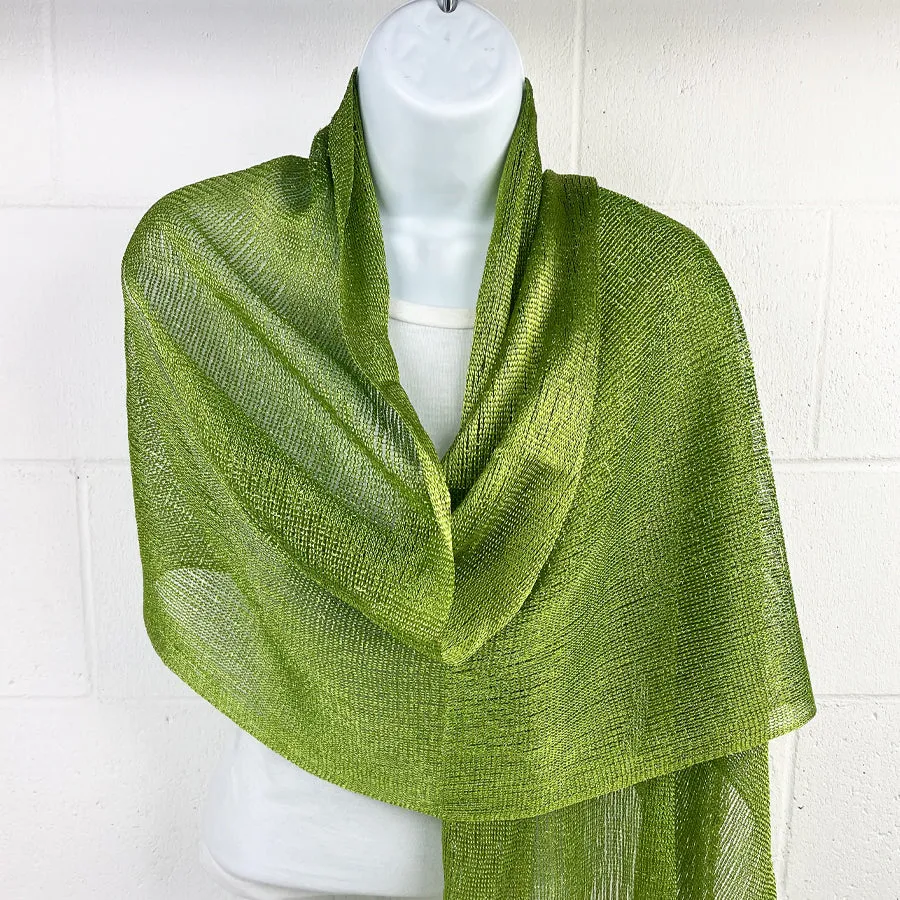 Metallic Fringe Multi Use Scarf Shawl Wraps Green Tones (1 units)