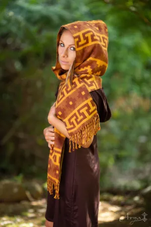 Mountain Alpaca Geometric Scarf - Yellow/Brown