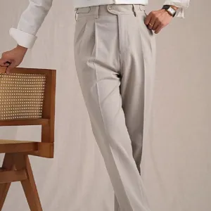 Neapolitan Mesh Wool Breathable Straight Loose Suit Pants