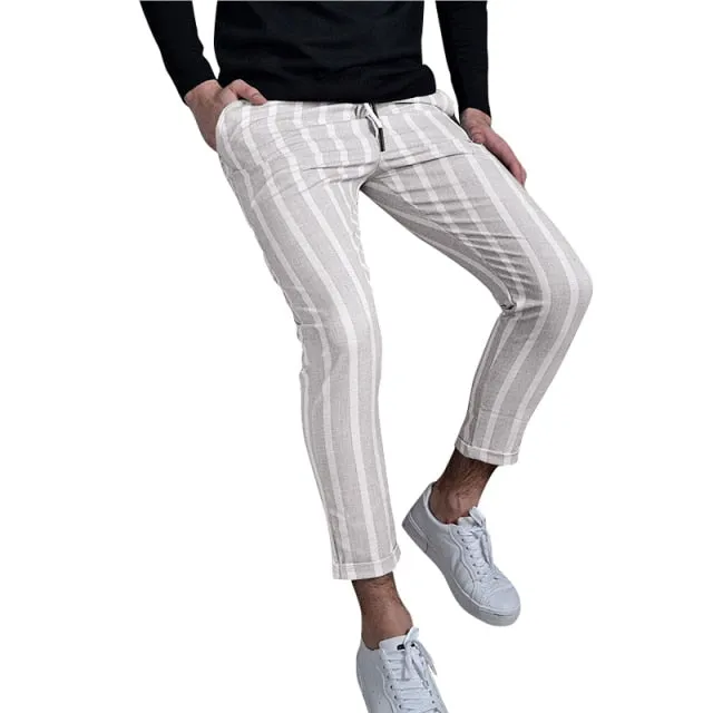 New own  plaid pants placket button zipper trend all-match casual trousers