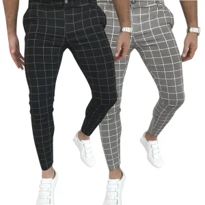 New own  plaid pants placket button zipper trend all-match casual trousers