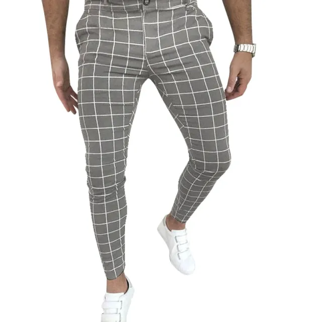 New own  plaid pants placket button zipper trend all-match casual trousers