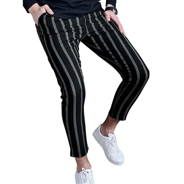 New own  plaid pants placket button zipper trend all-match casual trousers