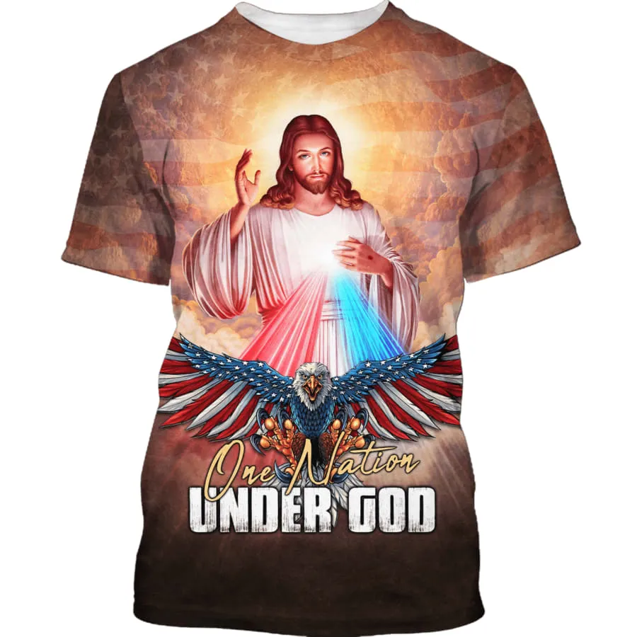 One Nation Under God Shirts - Jesus And American Eagle 3d Shirts - Christian T Shirts For Men And Women