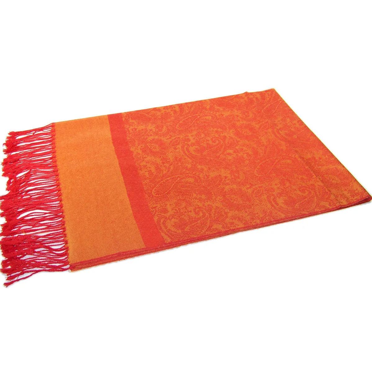 Orange Paisley Pashmina Scarves