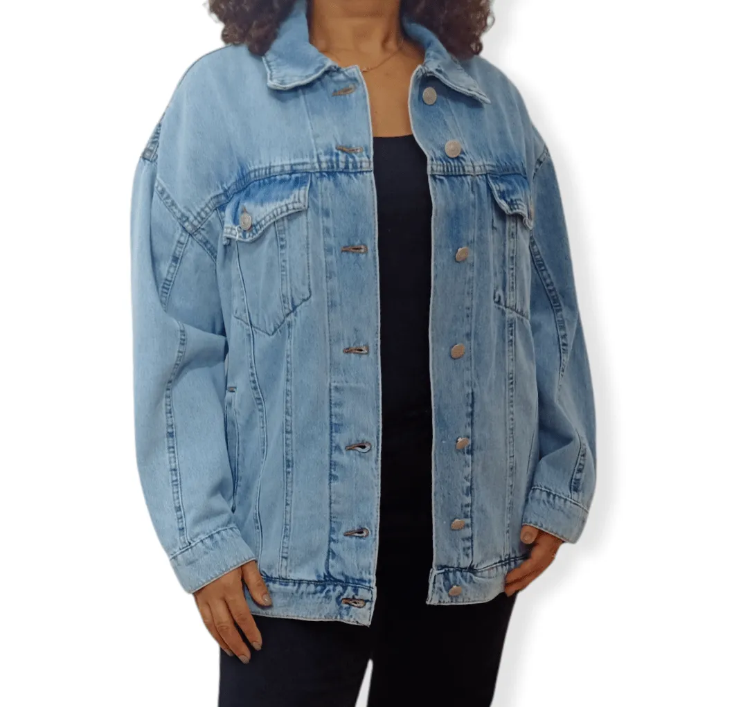 [Oversize] Women Jeans Jacket - Blue