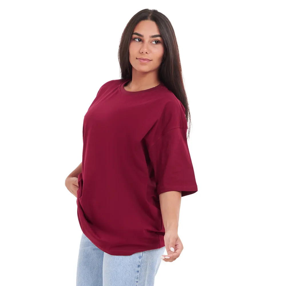 Oversized T-shirt Dark Red