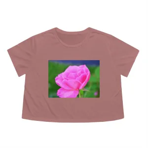 Pink Flower Women's Flowy Cropped Tee