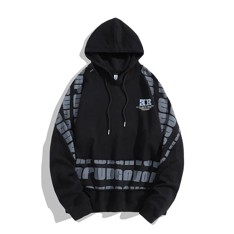 Print Hooded Pure Cotton Loose Fit Hip-Hop Hoodie