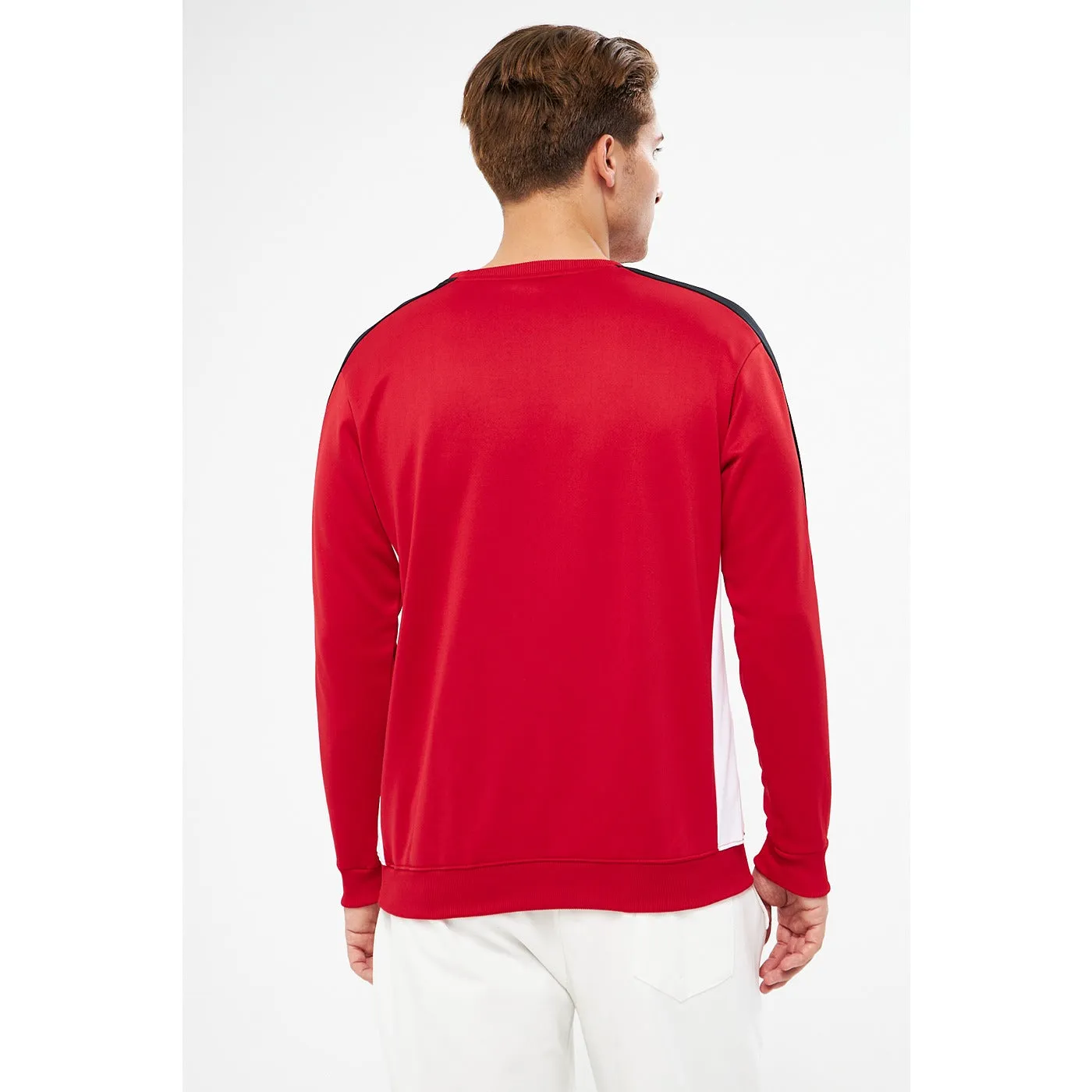 Red Stripe Crew Neck Sweatshirt