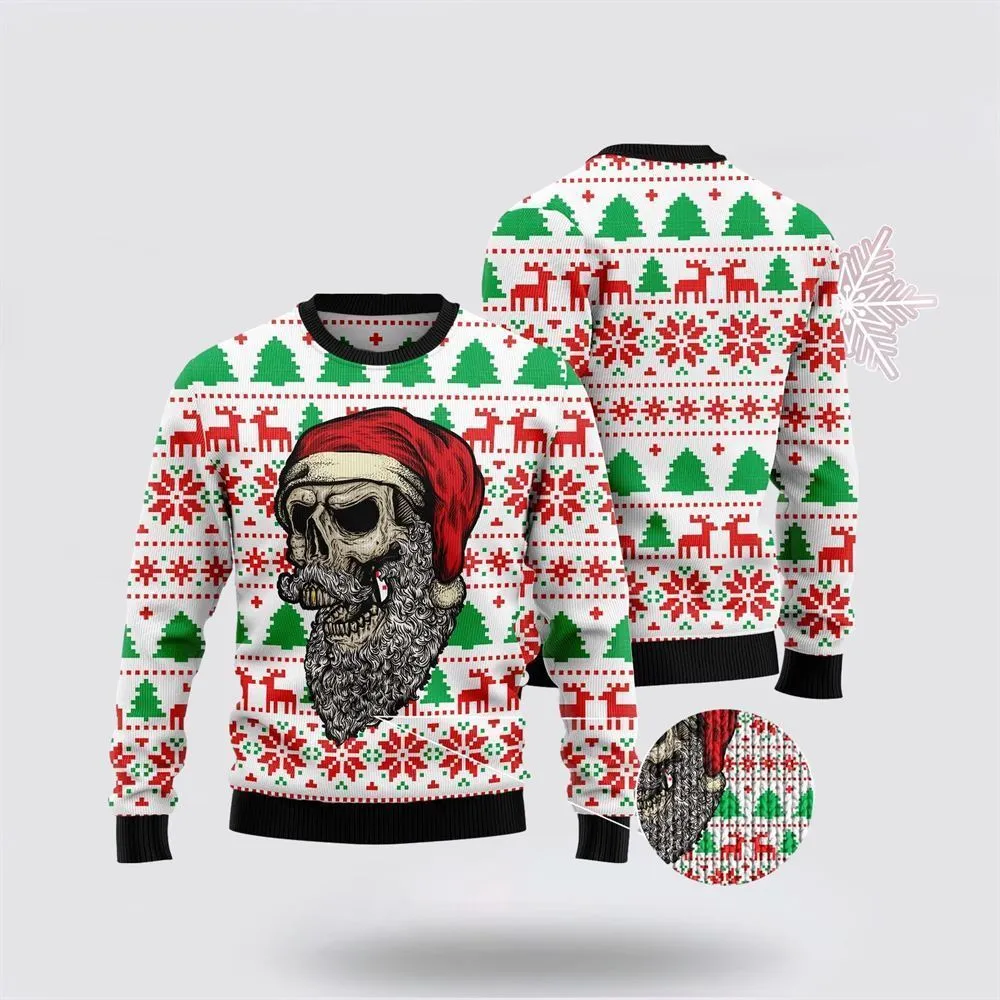 Skull Santa Claus Costume Ugly Christmas Sweater For Men And Women, Best Gift For Christmas, The Beautiful Winter Christmas Outfit