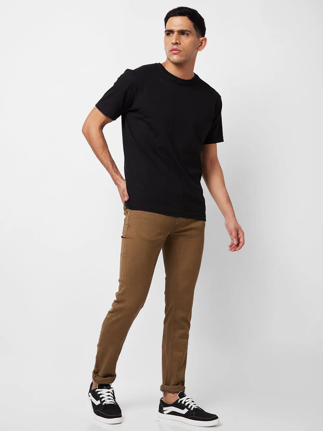 Spykar Low Rise Skinny Fit Khaki Jeans For Men