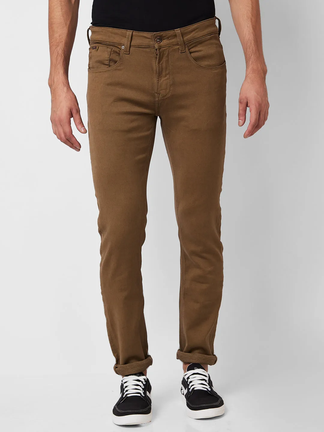 Spykar Low Rise Skinny Fit Khaki Jeans For Men