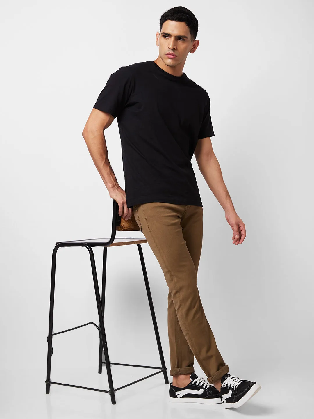 Spykar Low Rise Skinny Fit Khaki Jeans For Men