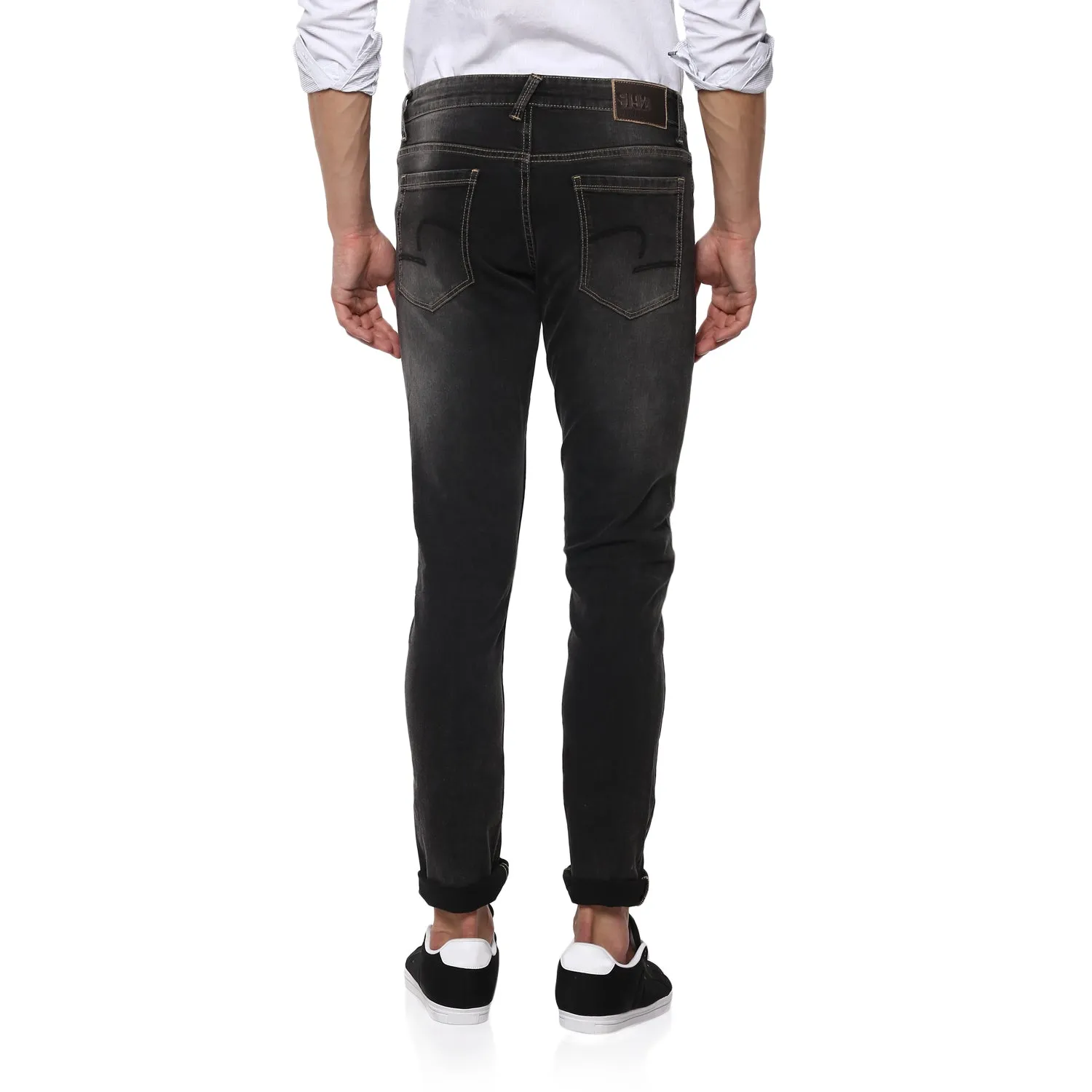 Spykar Men Black Cotton Slim Fit Narrow Length Jeans - (Skinny)