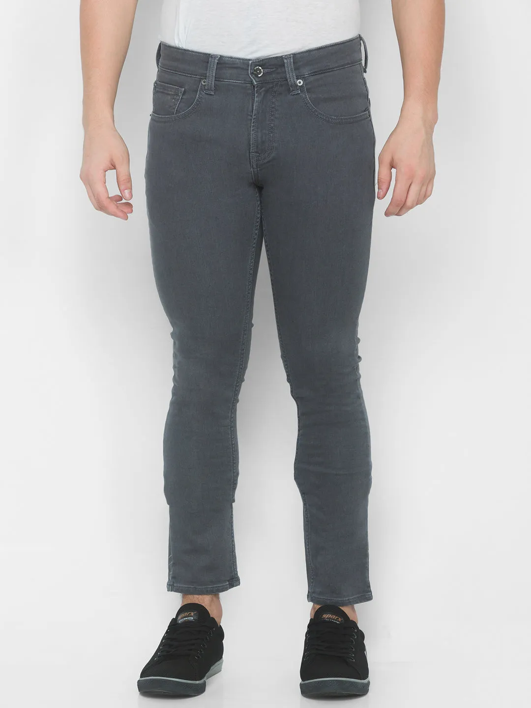 Spykar Men Grey Solid Skinny Low-Rise Jeans (Skinny)