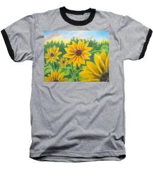 Sunflower on Rainbows - Baseball T-Shirt