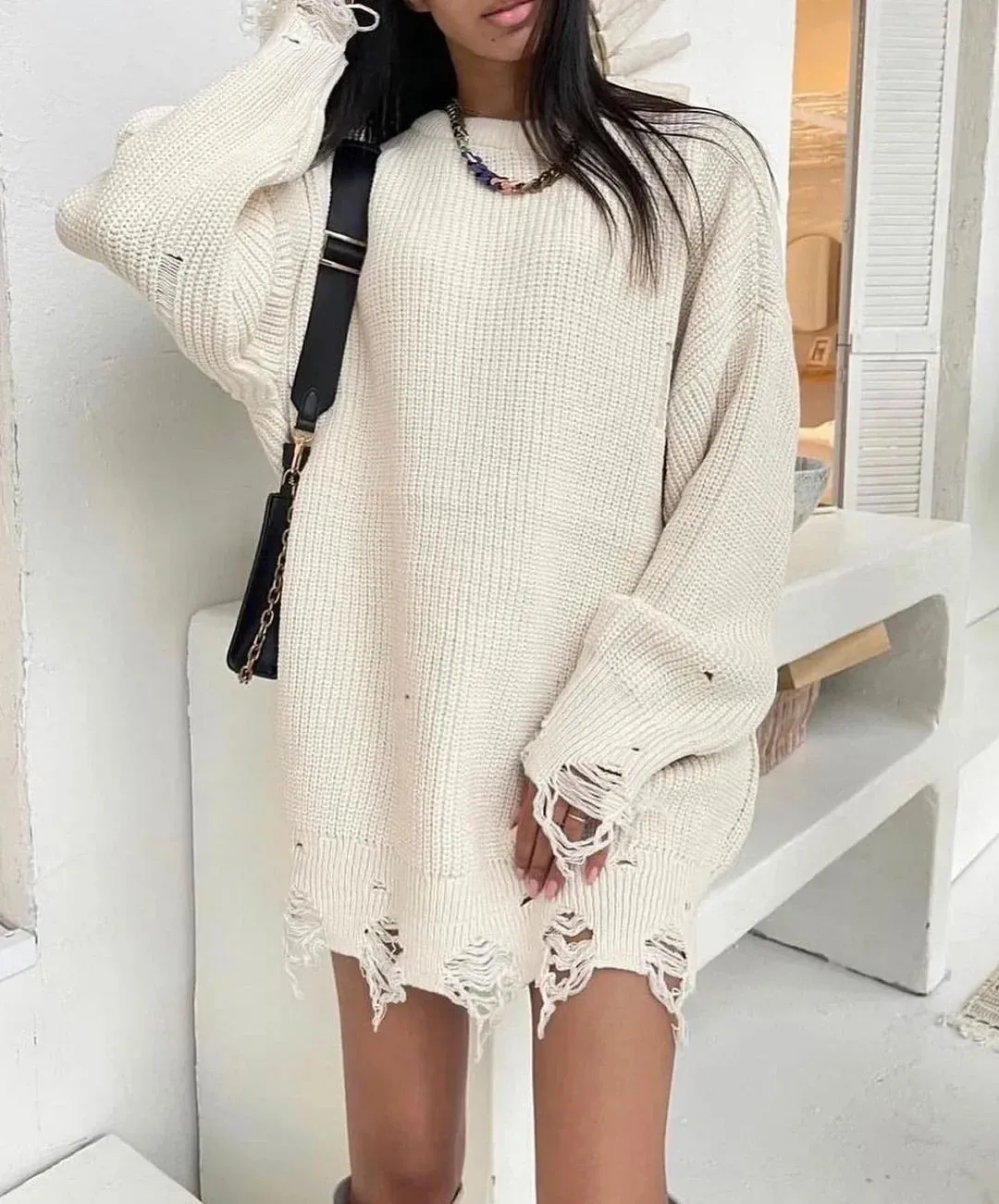 Trendy Loose Warm Cozy Stylish Comfortable Soft Knitted Green Winter Long Sleeve Sweater