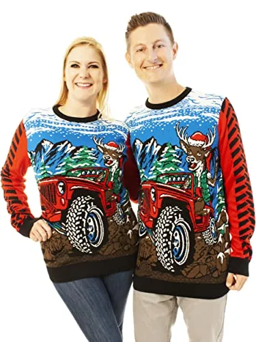 Ugly Christmas Party Sweater Off Roading Long Sleeve Sweatshirt-M Off Roading Red