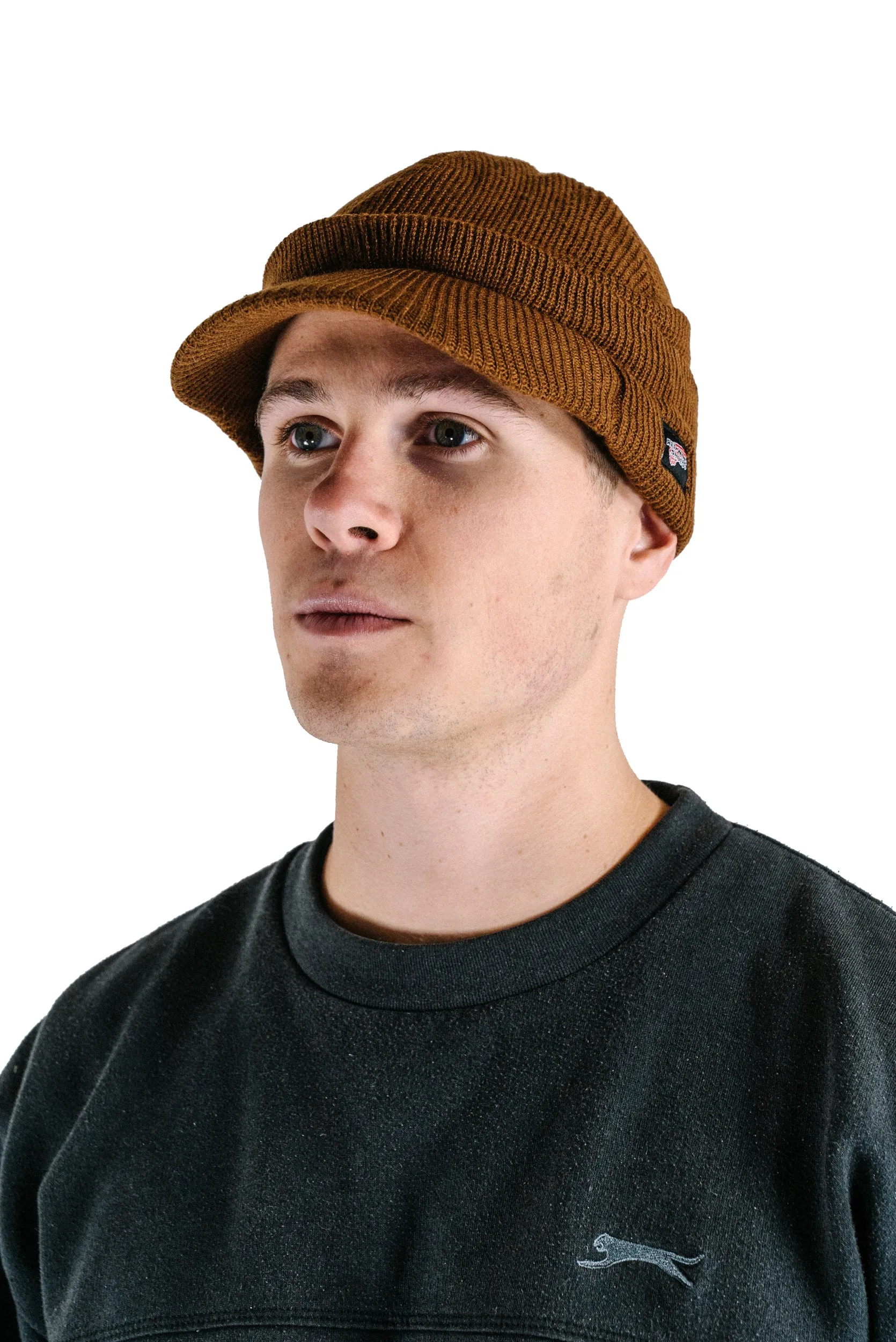 US Brown Ribbed "Radar" Hat - unissued