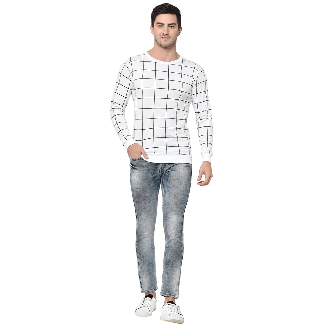 Vimal Jonney Full Sleeve White T-shirt For Men's