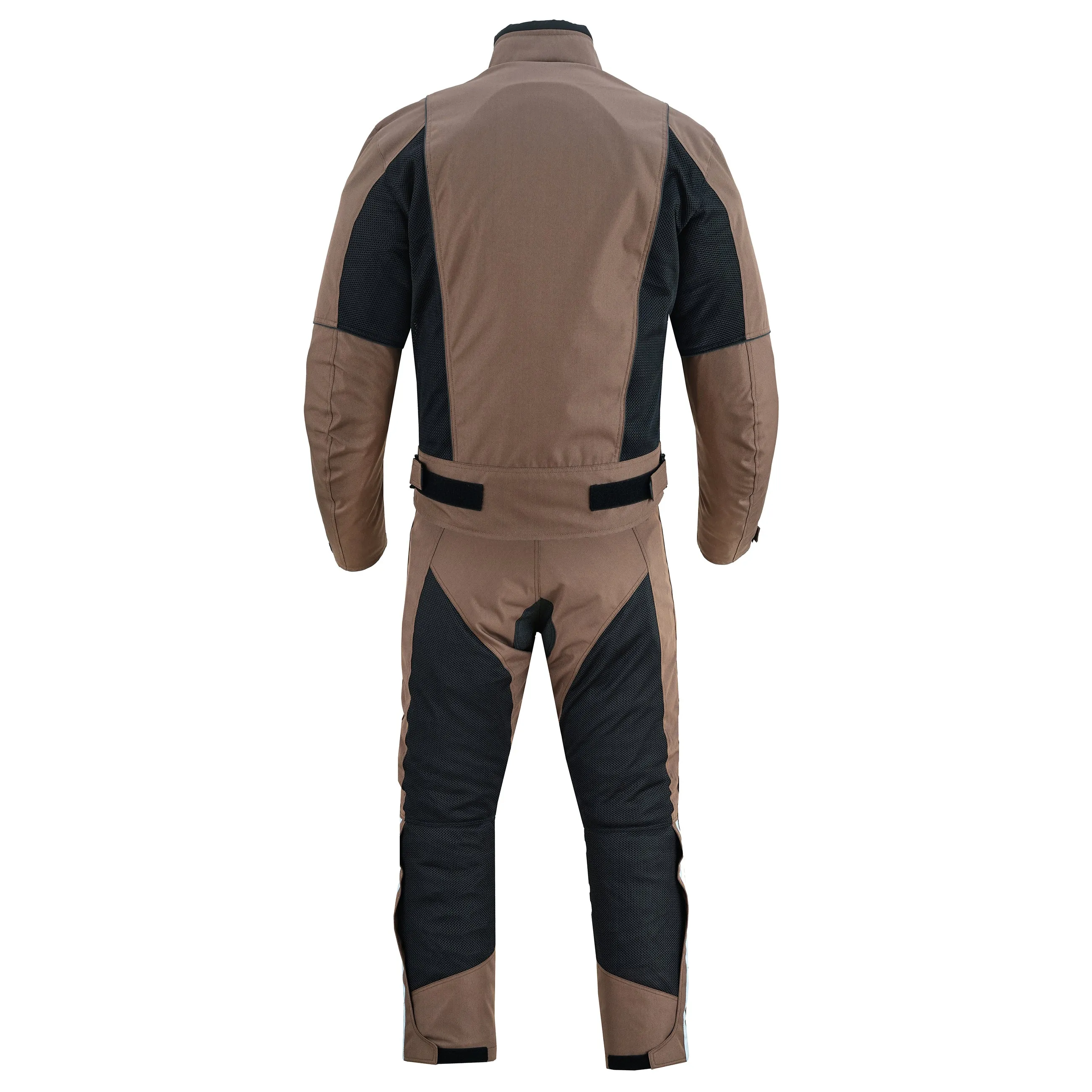 Warrior Gears® Air Mesh Motorbike Suits for Men, Breathable Textile Motorbike Jacket and Trouser with Removable Lining and CE Armours - Black & Brown