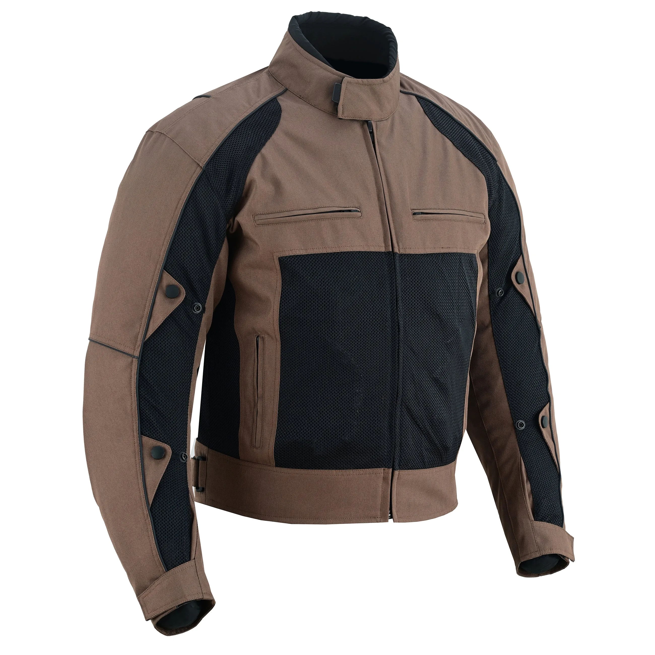 Warrior Gears® Air Mesh Motorbike Suits for Men, Breathable Textile Motorbike Jacket and Trouser with Removable Lining and CE Armours - Black & Brown