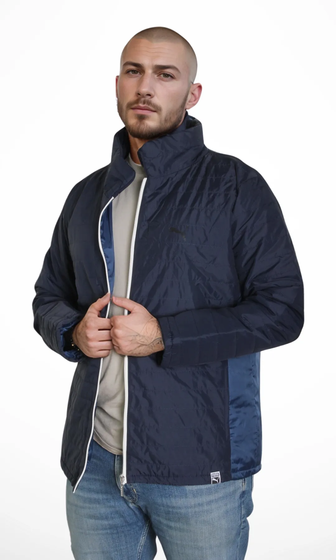 Waterproof PUMA Jacket (Dark Blue)-(Black Logo)