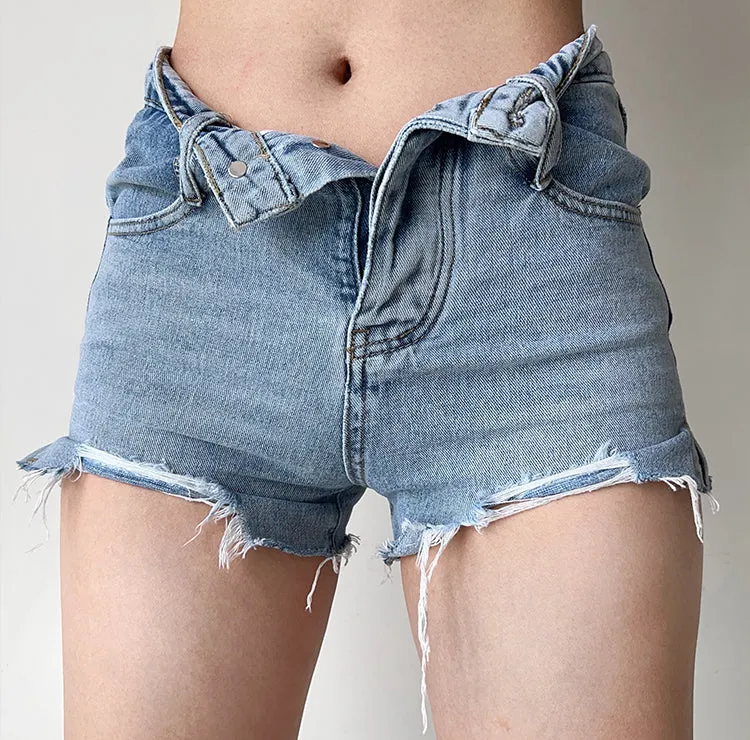 Wenkouban - Melrose Avenue Frayed Denim Shorts