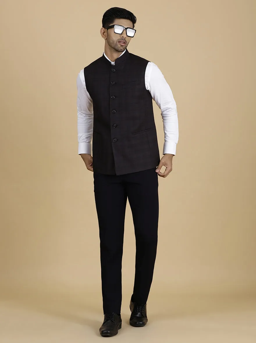 Wine Checked Regular Fit Modi Jacket | JadeBlue