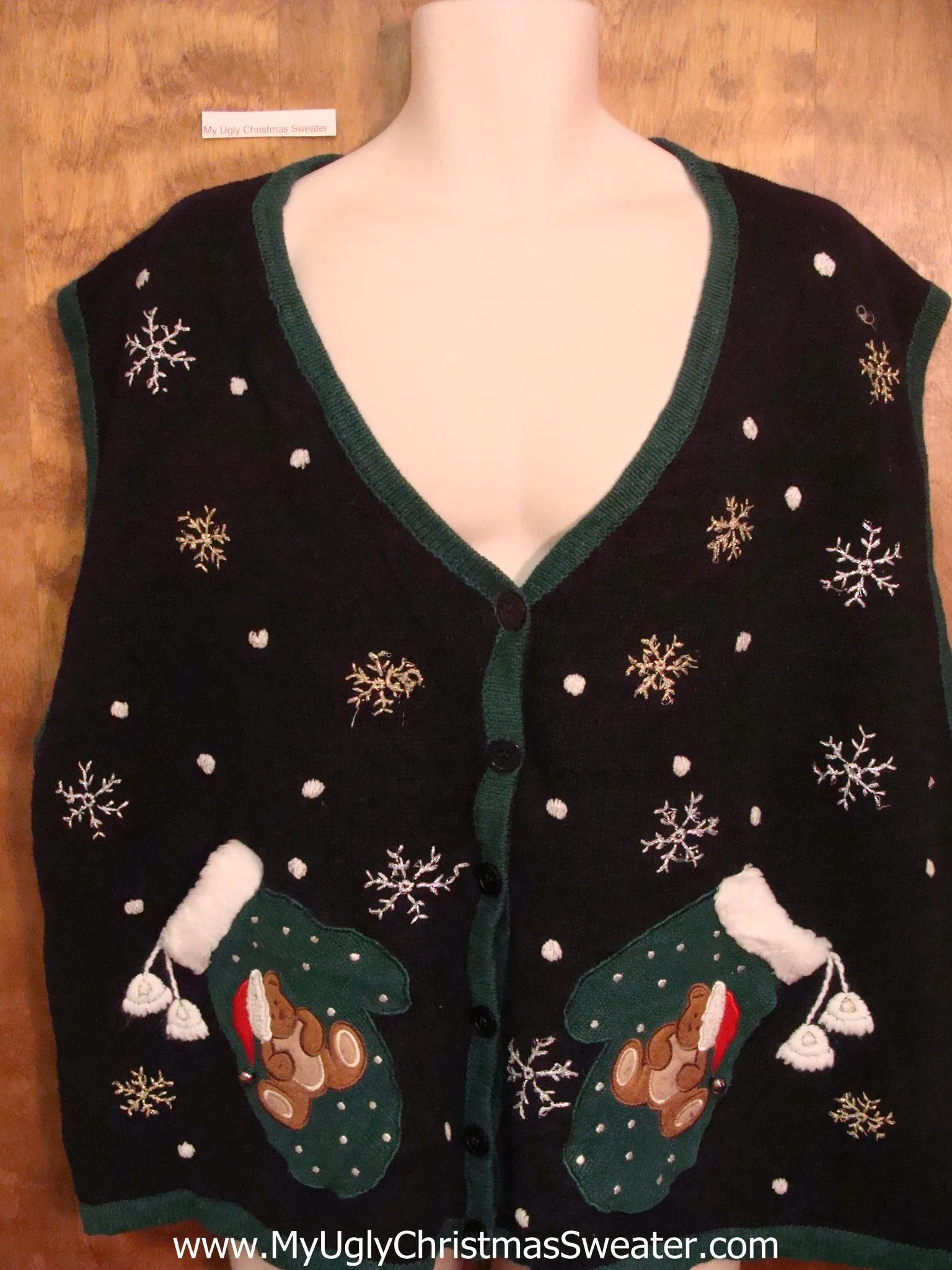 Winter Mittens Ugliest Bad Christmas Sweaters Vest Mens Wms 3XL 4XL